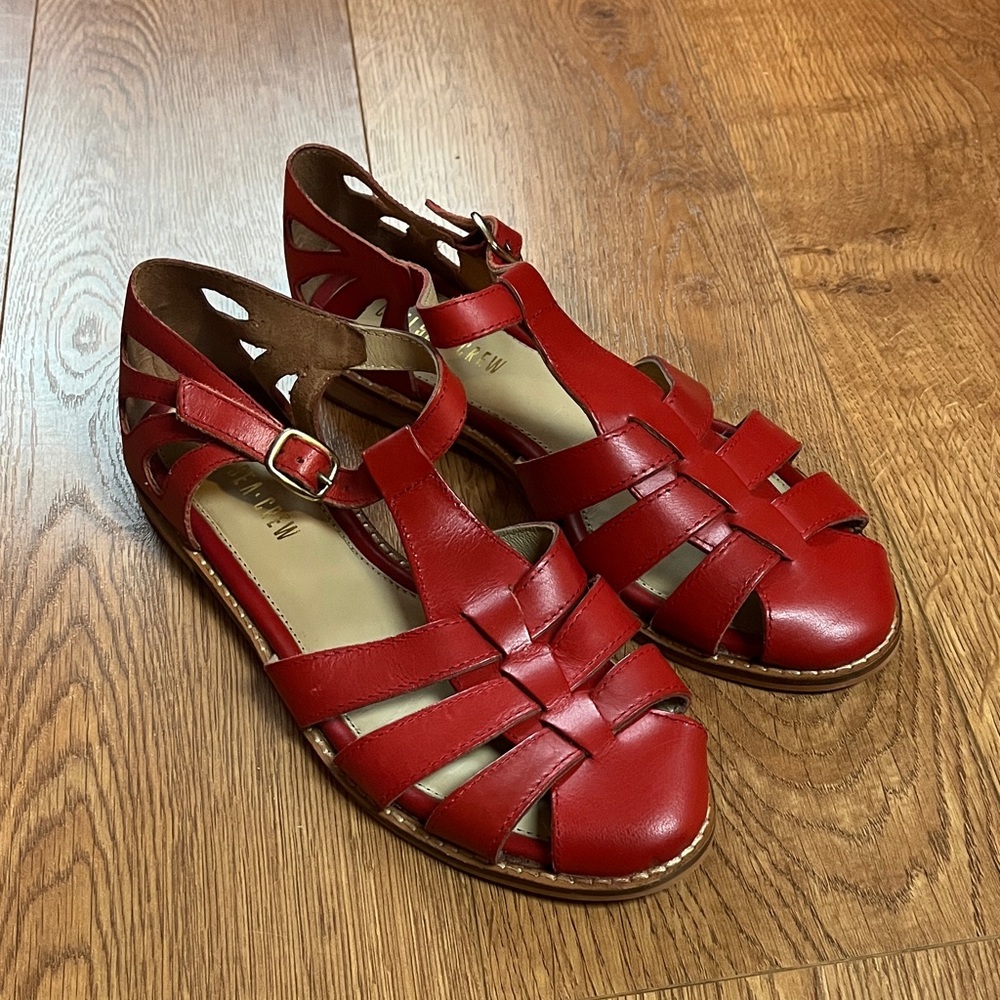 Chelsea Crew Red Leather Women Sandals Size 8.5